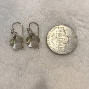 Far Fetched 925 Flower Drop Earrings w/ Green Bead